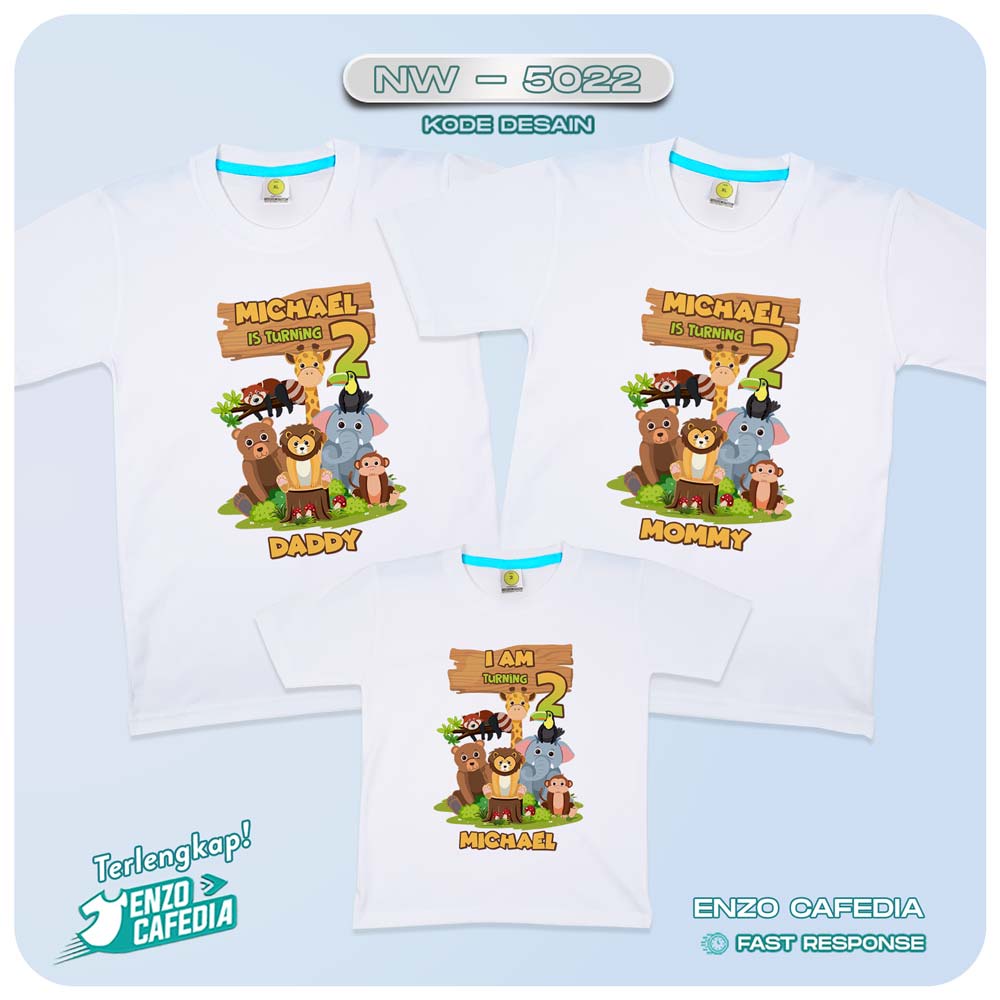 Baju Kaos Couple Kapel Kembaran Keluarga | Kaos Family Ulang Tahun Anak | Desain Kaos Ultah Animal Z