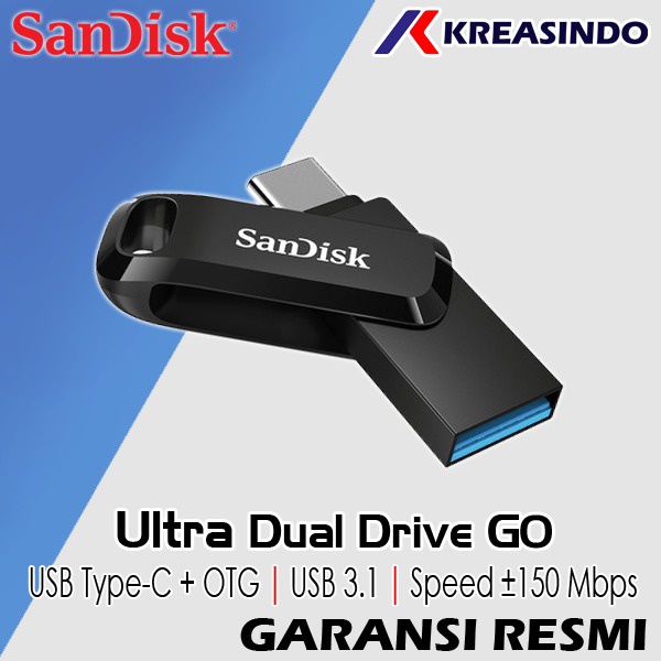 Sandisk OTG USB Type-C Ultra dual drive GO 32GB 64GB 128GB 256GB Resmi