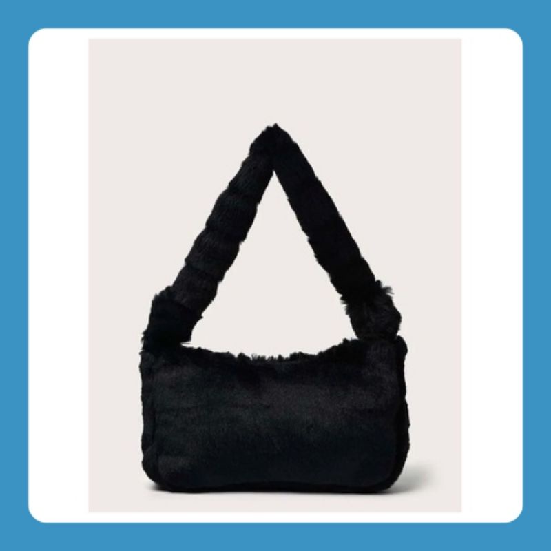 EMOEMO-Naila Shoulder Bag Wanita Tas Bahu Bulu Halus Handle Bag Korean Style