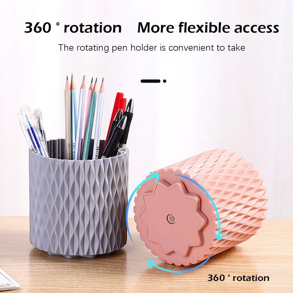 Preva Rotating Pen Container Stylish Container Office Desktop Decoration Divided Pen Bucket