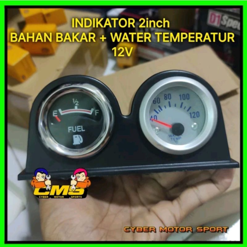Jual Indikator mobil Temperature plus fuel meter universal . gauge