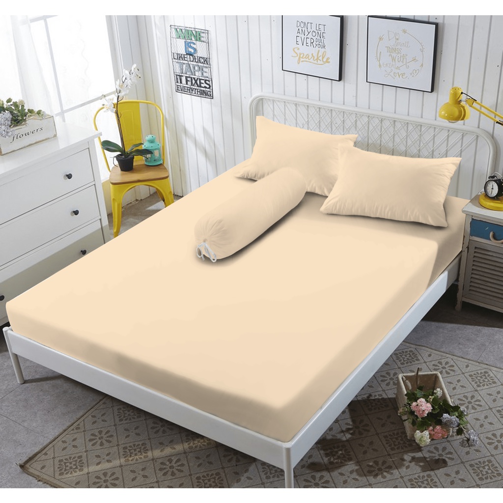Kintakun Sprei Flat 160/180/200 Butter Cream Warna Polos Dluxe Microtex 20cm
