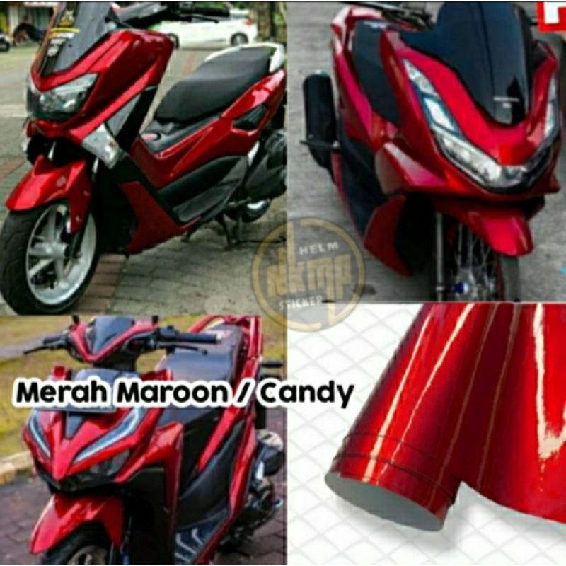 Skotlet Motor Merah Maroon Glossy  Metalik Crome Candy Stiker Chrome Satin Doff