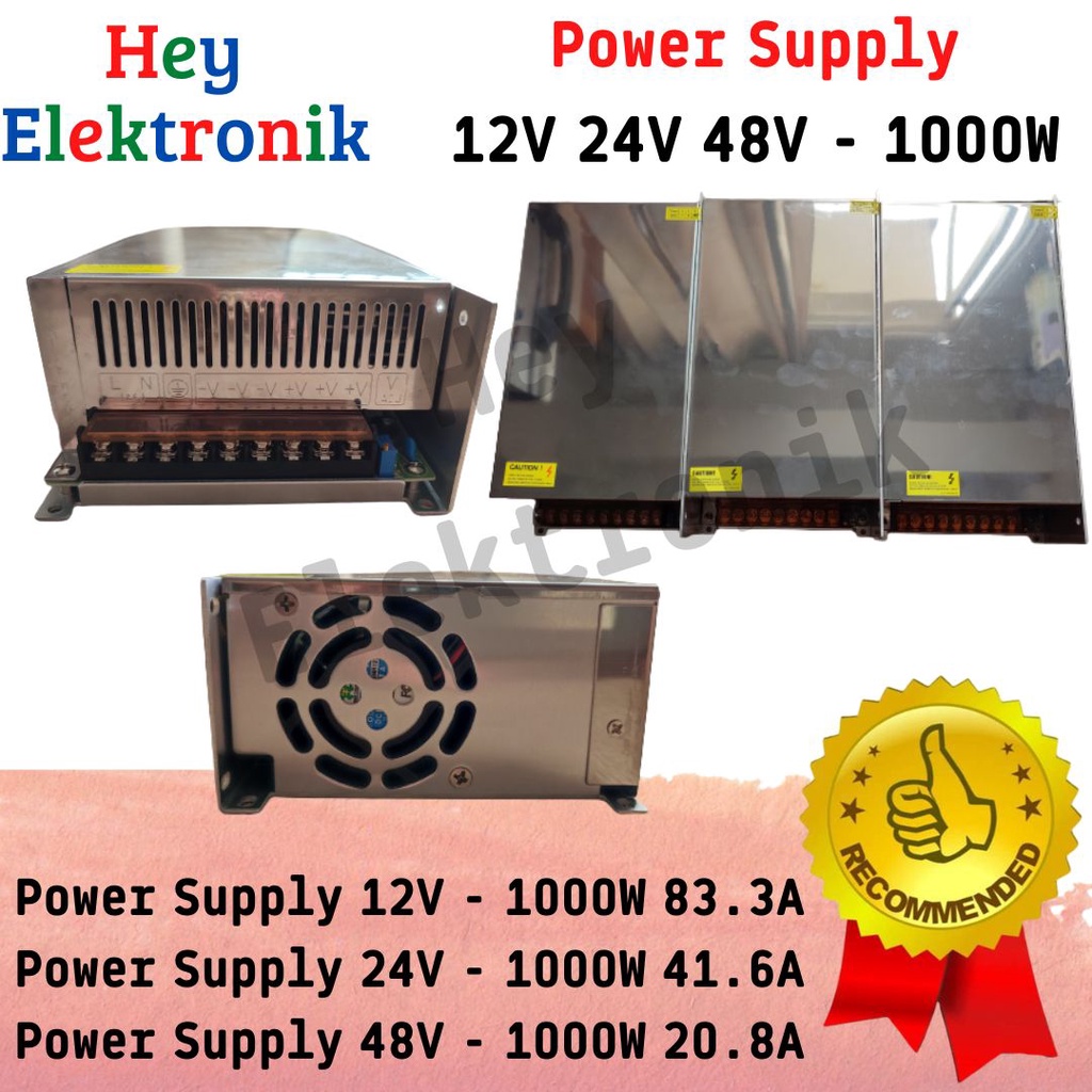 Switching Power Supply Dc 12V 24V 48V - 1000W 83.3A 41.6A 20.8A