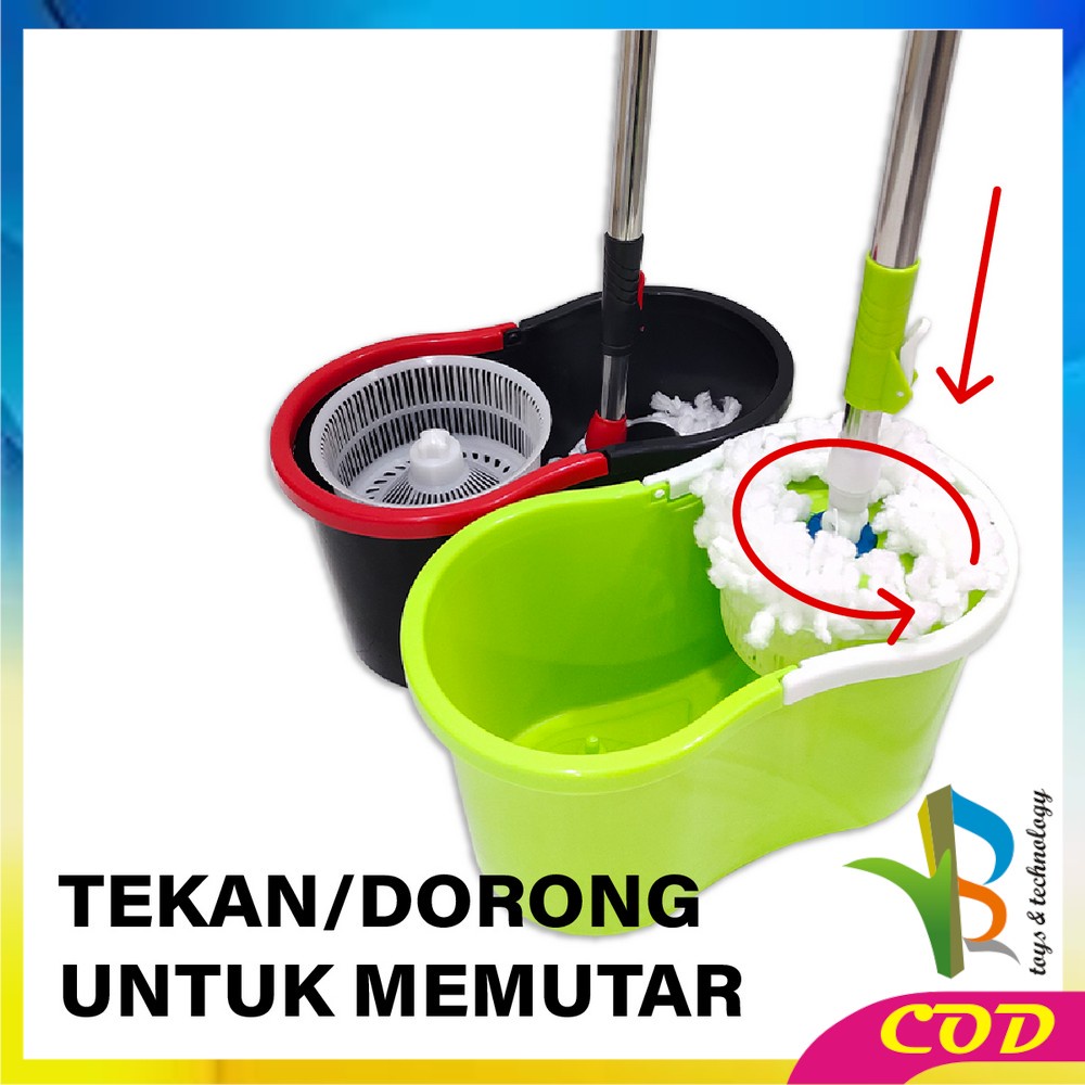 RB-C526 Alat Pel Lantai Dengan Ember Serbaguna / Pel Lantai Ultra Putar Praktis / Kain Pel Spin Mop Alat Pembersih Lantai