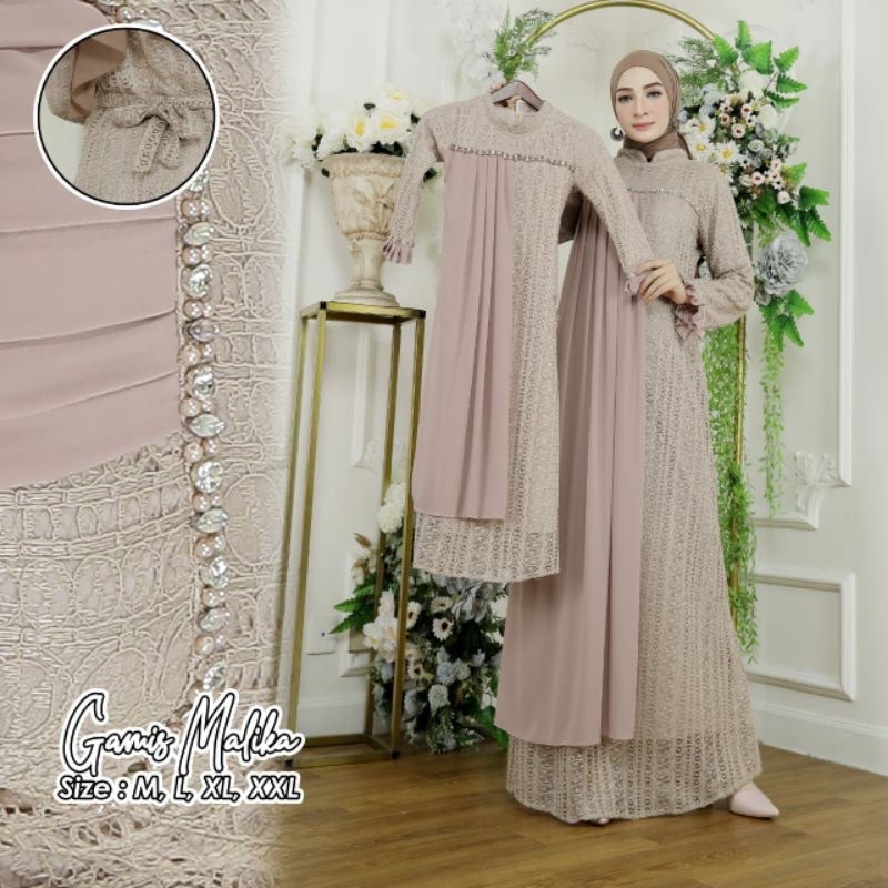 Gamis Malika Couple Ibu dan Anak / Gamis Modern Couple / Gamis Brokat Malika Original / Gamis Kekini