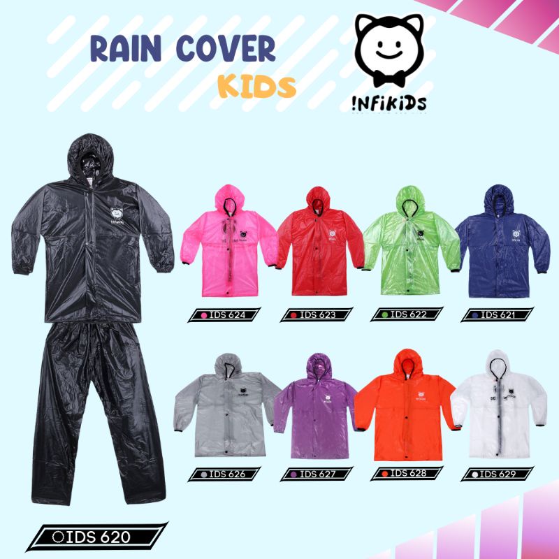 Jas Hujan Anak Setelan Baju Celana Usia 6 - 12 Tahun Terbaru Warna Pink Merah Biru Hijau | Raincoat Mantel Anak Umur SD