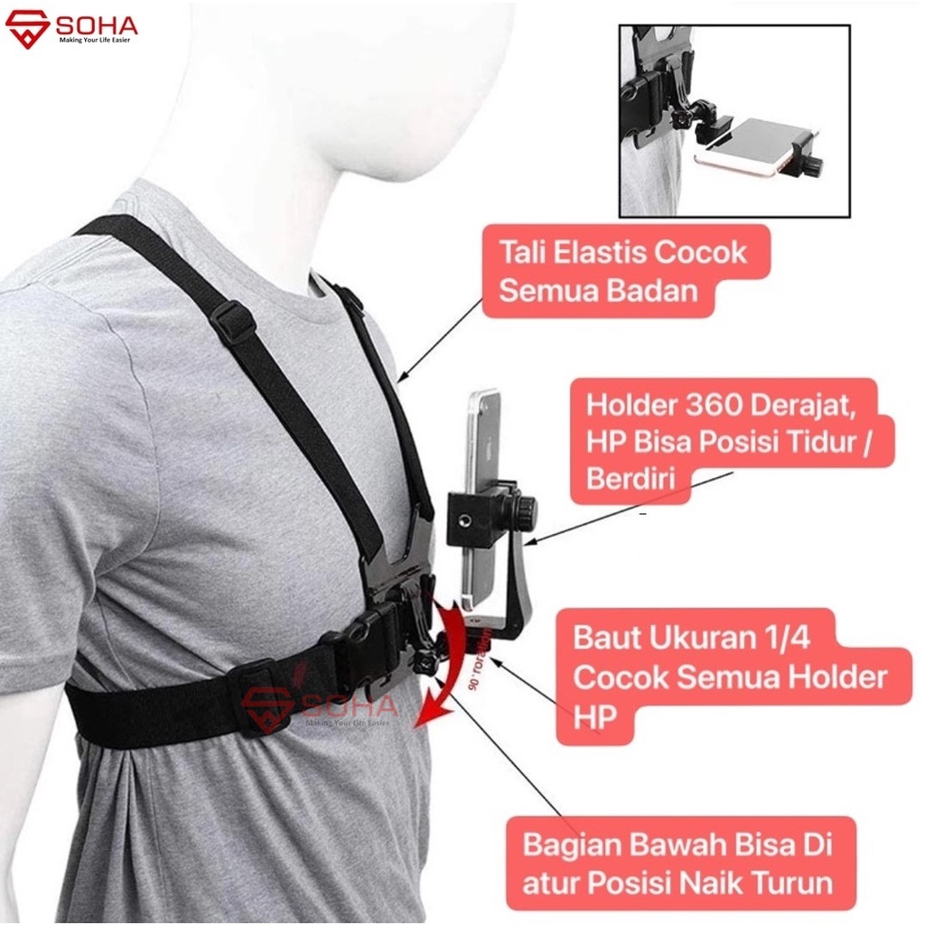 Holder Dada Body Chest Strap Tali Dada Handphone &amp; Kamera Belt Holder HP Smartphone-HRT-010 HRT-011 HRT-002 HRT-012