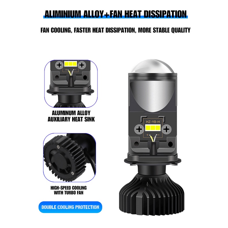 2pieces Lampu Led Projie H4 Mini Lens Y6D 50 Watt Super Terang promo harga untuk sepasang kiri kanan H4 Lampu Untuk Mobil