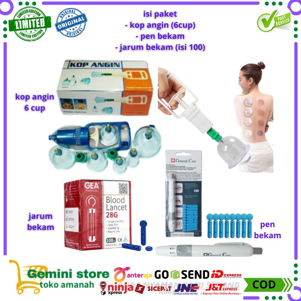 PRODUK- PAKET ALAT BEKAM LENGKAP ISI 6 CUP / ALAT SEDOT BEKAM / JARUM LANCET / PEN BEKAM / JARUM BEK