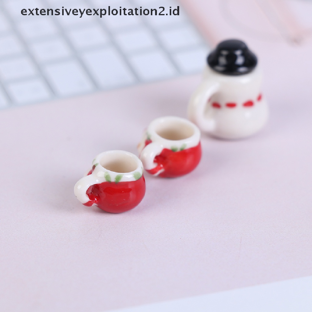 Set Miniatur Cangkir Teh / Kopi Bahan Keramik Untuk Rumah Boneka Skala 1: 12