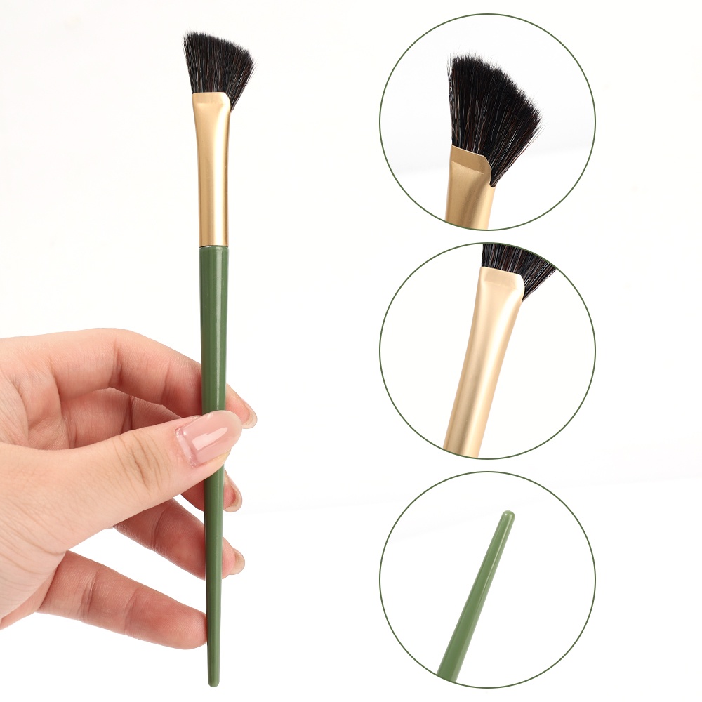 1pc Brush Makeup Bentuk Setengah Kipas Bahan Fiber Lembut Untuk Contour Hidung Highlighting Wajah