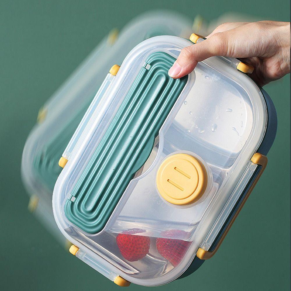 Preva Lunch Box Microwavable Rectangle Grid Dengan Sendok Wadah Makanan