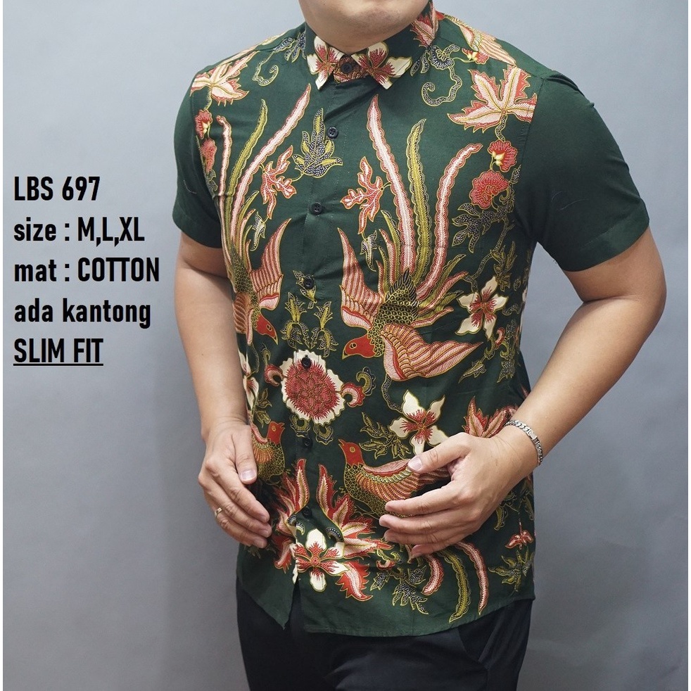 Baju Batik Pria Slimfit Kemeja Lengan Pendek Slim Fit LBS 697