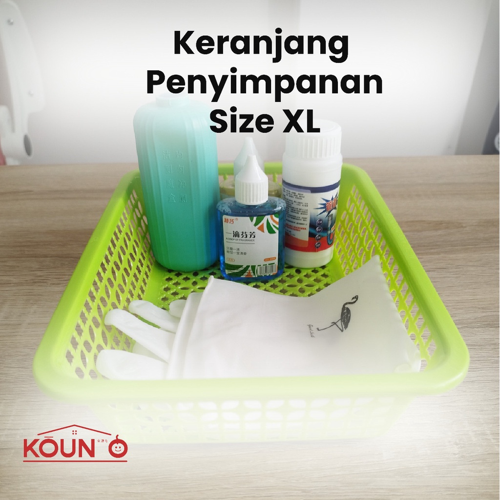 Keranjang Penyimpanan Tempat Serbaguna Kotak Organizer Kranjang Plastik Laundry Pakaian Size XL