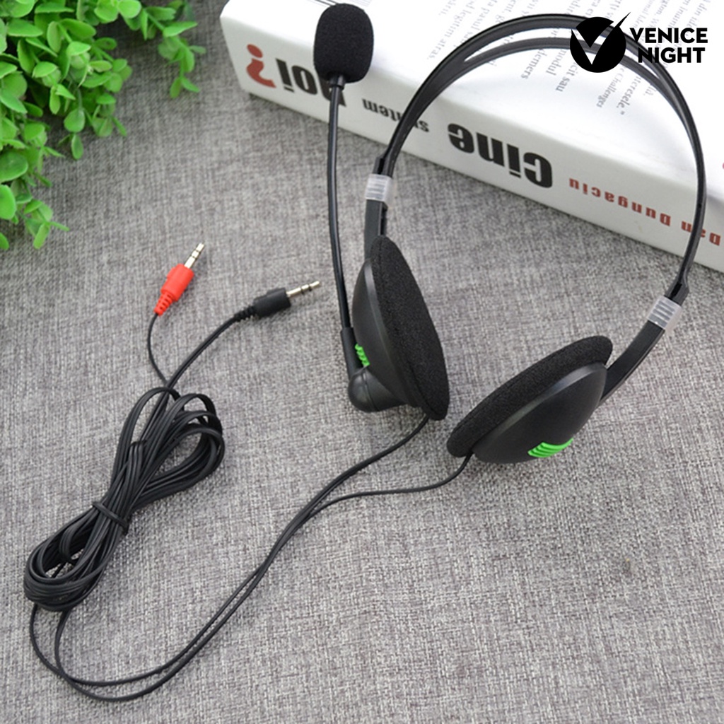 (VNEP) (Berkabel) 440 3.5mm Plug Headphone Stereo Noise Reduction Headset dengan Mic untuk PC