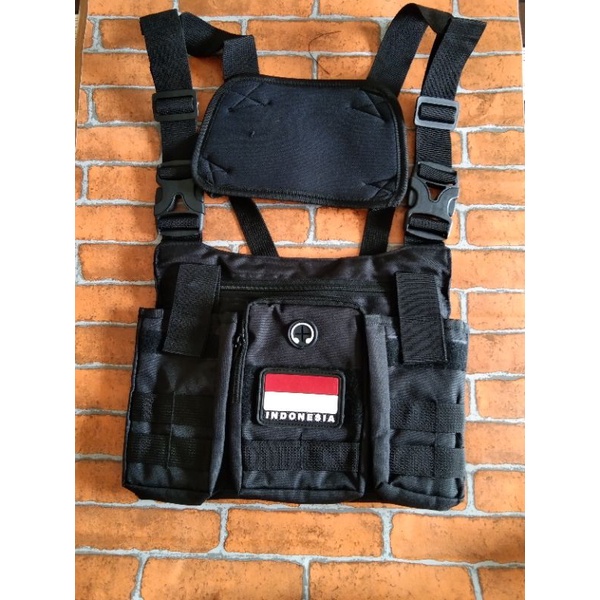 (COD)TAS DADA/CHEST BAG/CHEST RIG/ARMY/TNI TERMURAH TERBARU FREE EMBLEM / saku 3 hendset tas selempang pria