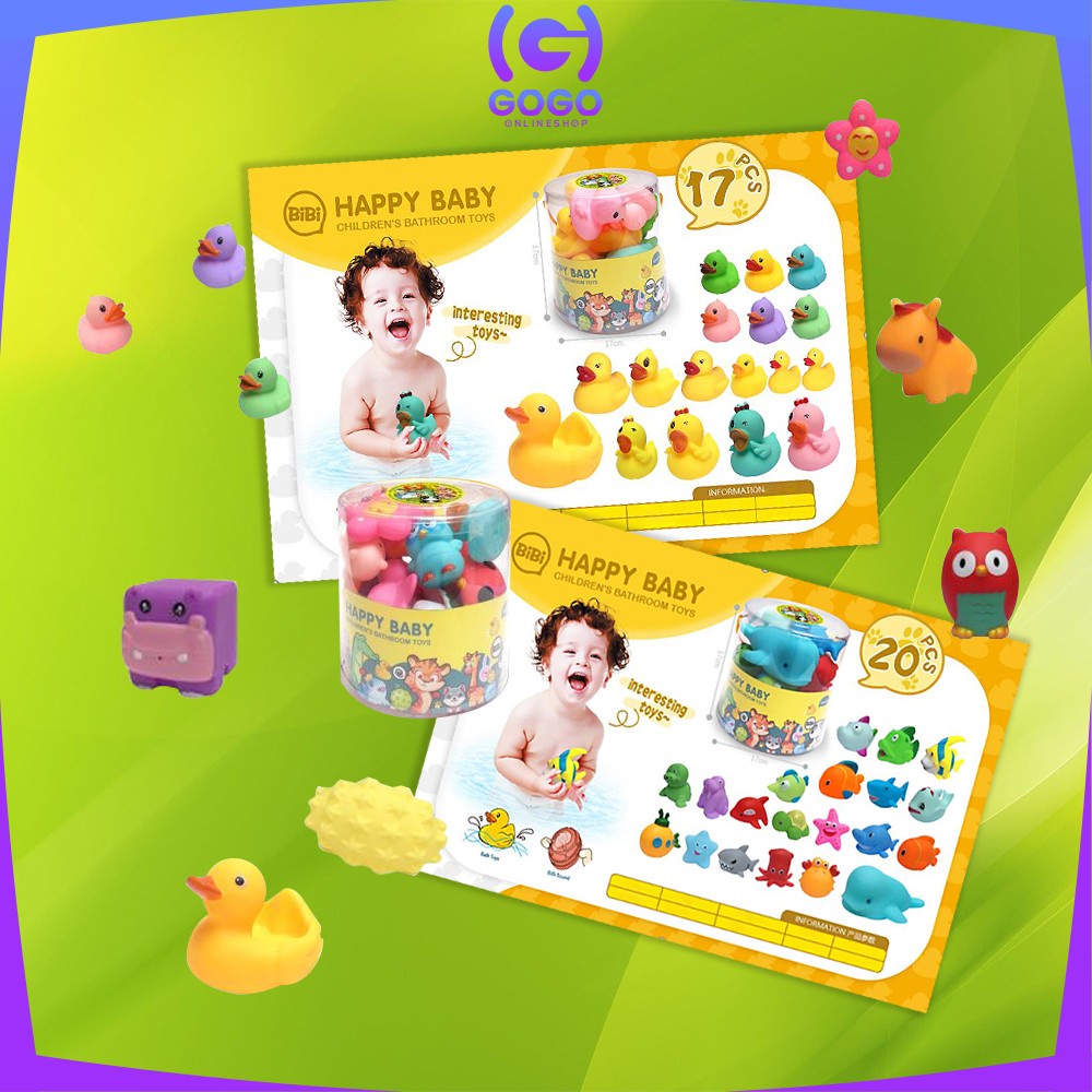 GOGO-M253 Mainan Mandi Anak Karet Set Karakter Bisa Bunyi / Mainan Bebek Anak Bayi Mainan Edukasi Baby Bath Toys