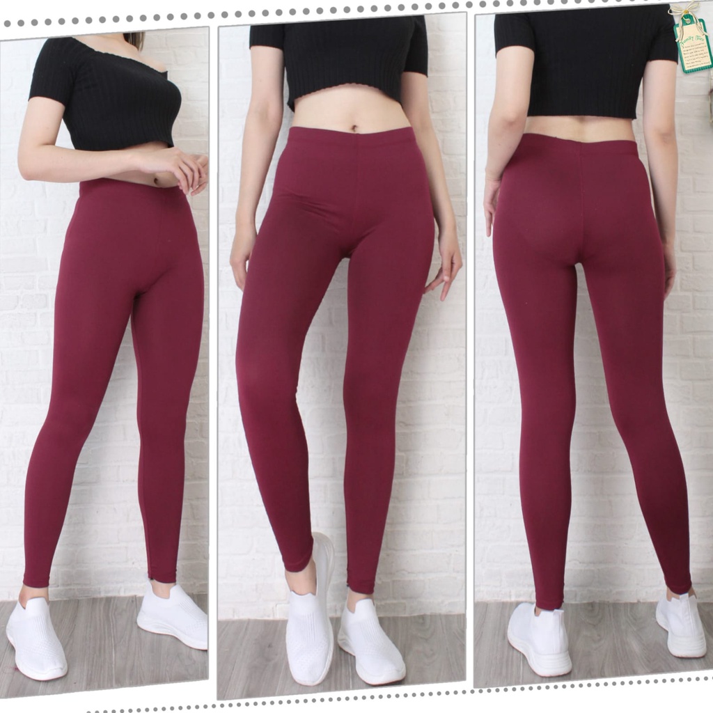 Leging Wanita Dewasa Panjang - Lejing Wanita Tebal -  Celana Legging Panjang Wanita Legging Dewasa Leging Polos-MAROON