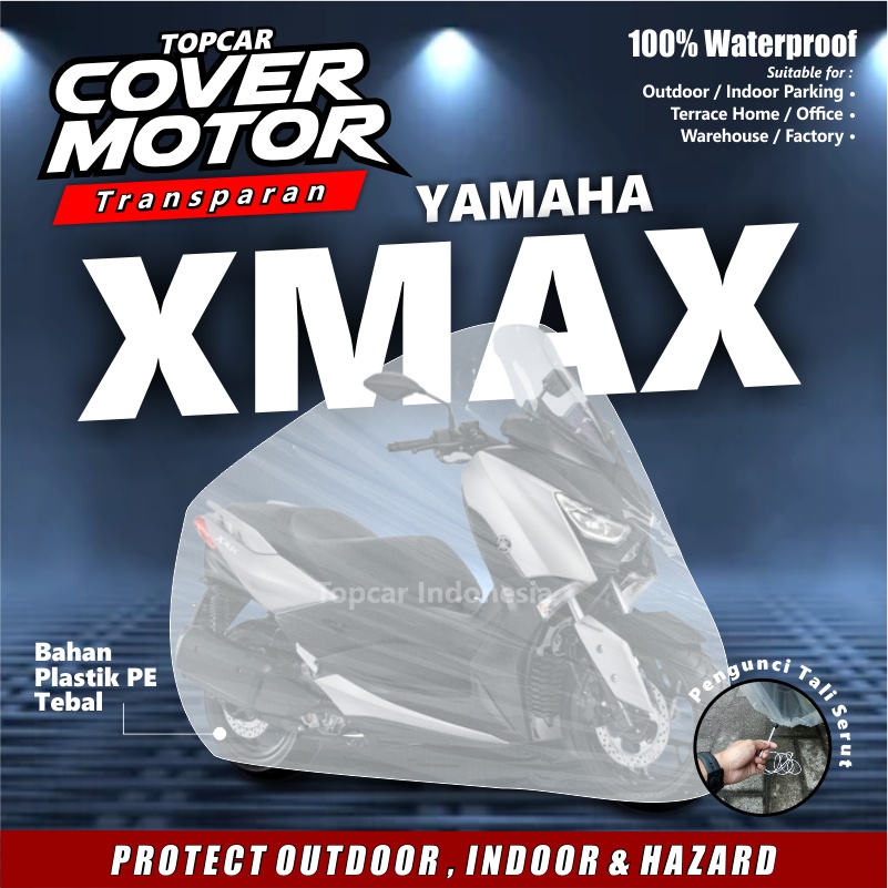 Cover Motor Transparan XMAX Yamaha Plastik Waterproof Indoor Outdoor Anti Air Sarung Pelindung Pembungkus Penutup Body Jok Cat Sepeda Motor by TOPCAR