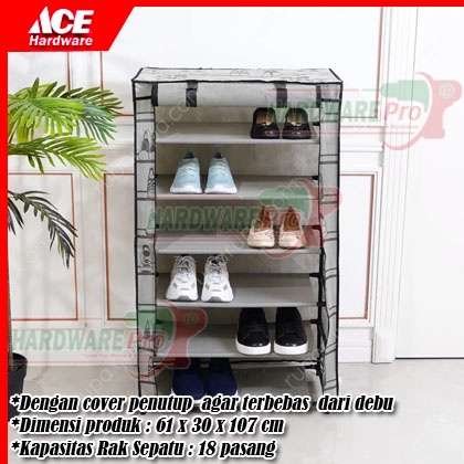 Rak Sepatu Tempat Sepatu Dan Sandal 6 Tingkat  Abu-abu Krisbow Original Ace Hardware