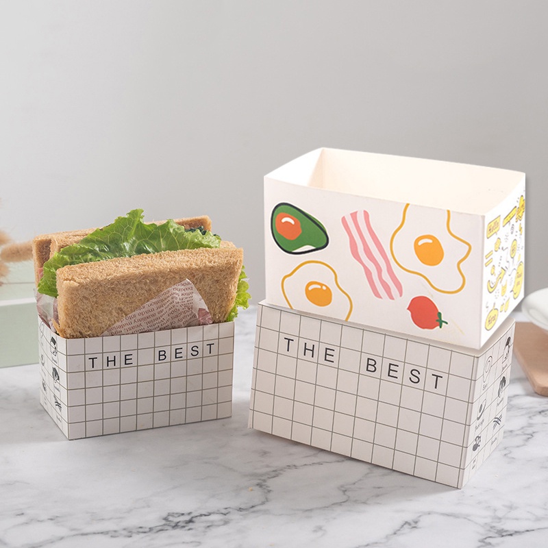 50pcs Box Sandwich Box/Toast Box/Kotak Kue/Box Kentang/Korea Sandwich Box Craft/Wax Paper