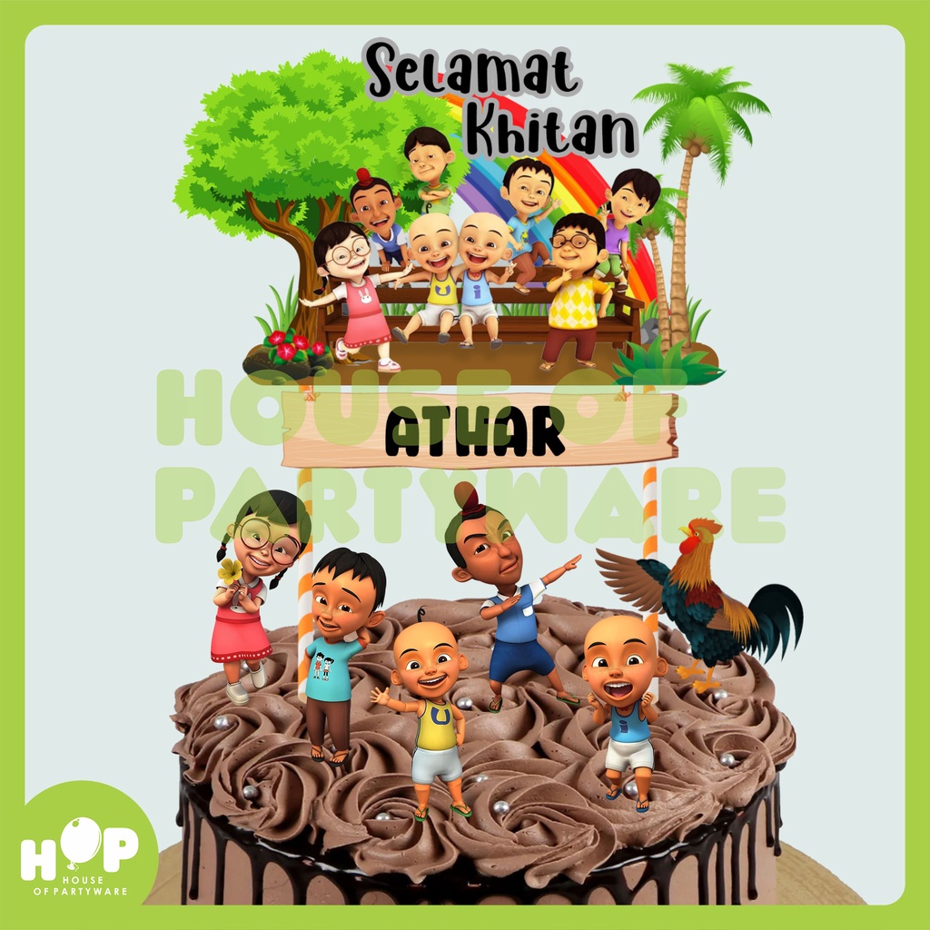 Topper Cake Khitan / Khitanan UPIN IPIN + Custom Nama / Hiasan Kue Ulang Tahun