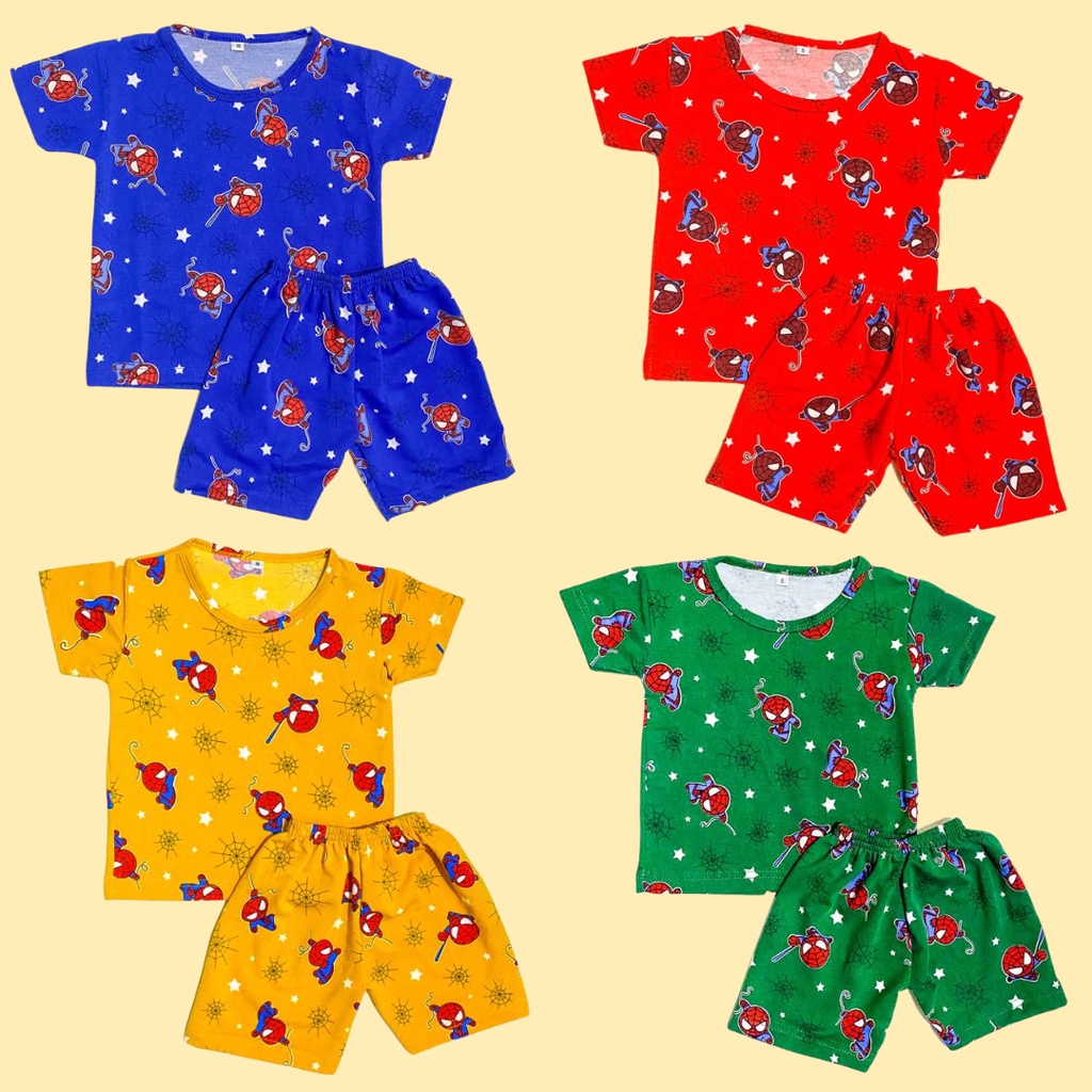 BabynKids -SETELAN ANAK SPIDERMAN/ SET BAJU PENDEK PRINTING FULL MOTIF