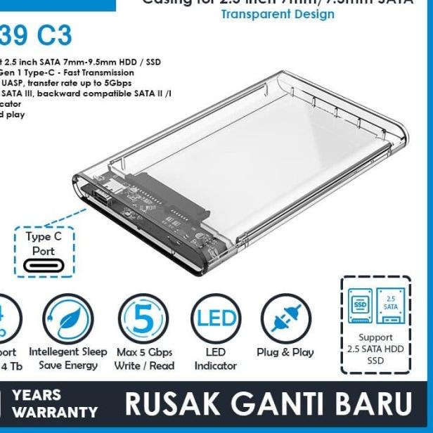 ORICO 2139C3 2.5 inch Type-C Transparent Hard Drive Enclosure