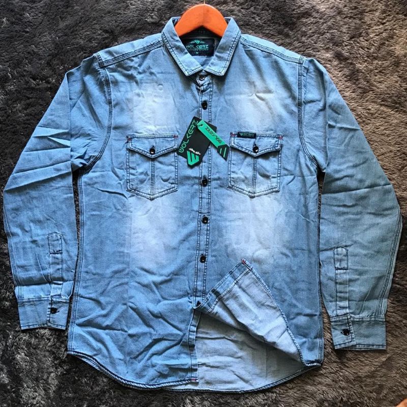 Kemeja Slimfit Meikal jeans/Kemeja jeans pria/kemeja jeans cassual