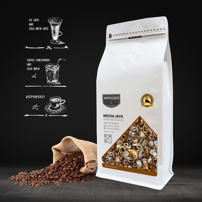 

TERMURAH KOPI BIJI COLD BREW/ESPRESSO BLEND MOCHA JAVA - 1KG NORTHSIDER COFFEE /KOPI RUBE/KOPI