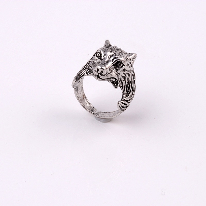 Cincin Desain Serigala Gaya retro Eropa Amerika Untuk Pria