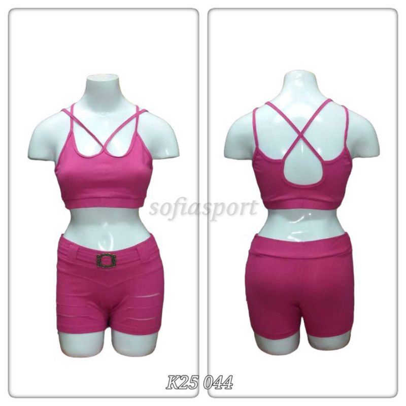 Baju Senam Aerobik Setelan Celana Pendek
