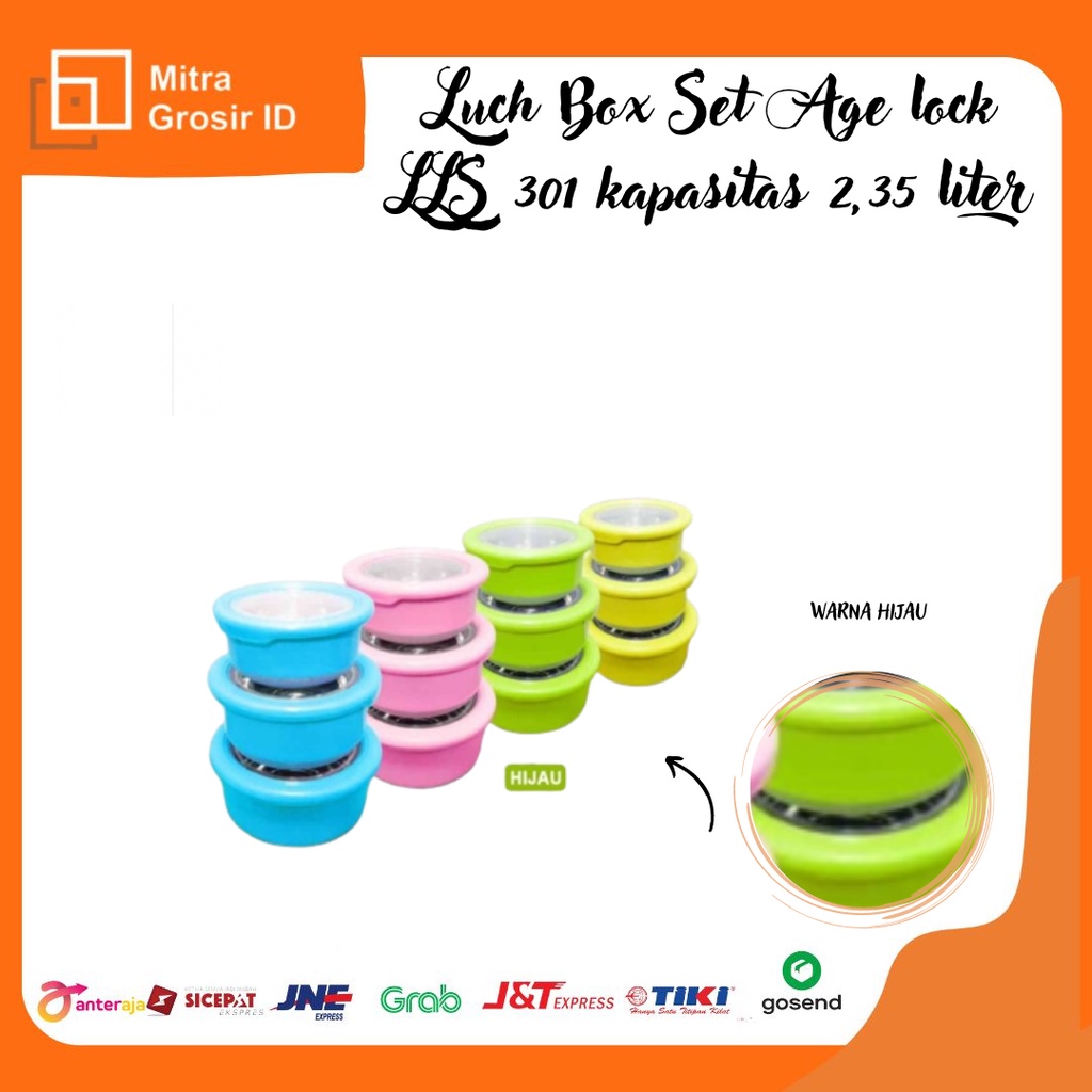 LUNCH BOX SET AGE LOCK LLS 301 KAPASITAS 2.35 LITER