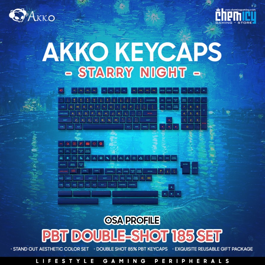 Akko Starry Night PBT Double Shot Keycaps 185 set OSA Profile