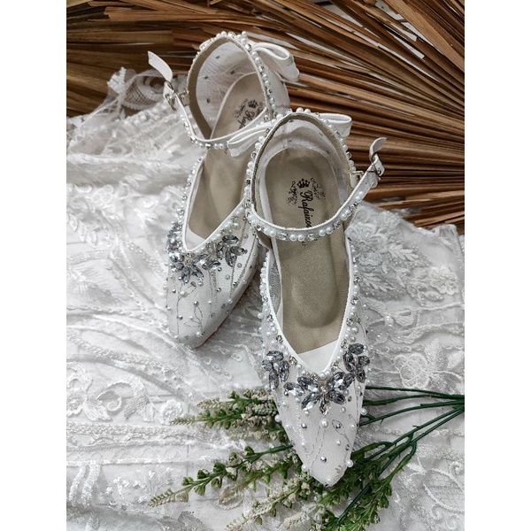 sepatu wedding andinda pesta putih tali 9cm tahu