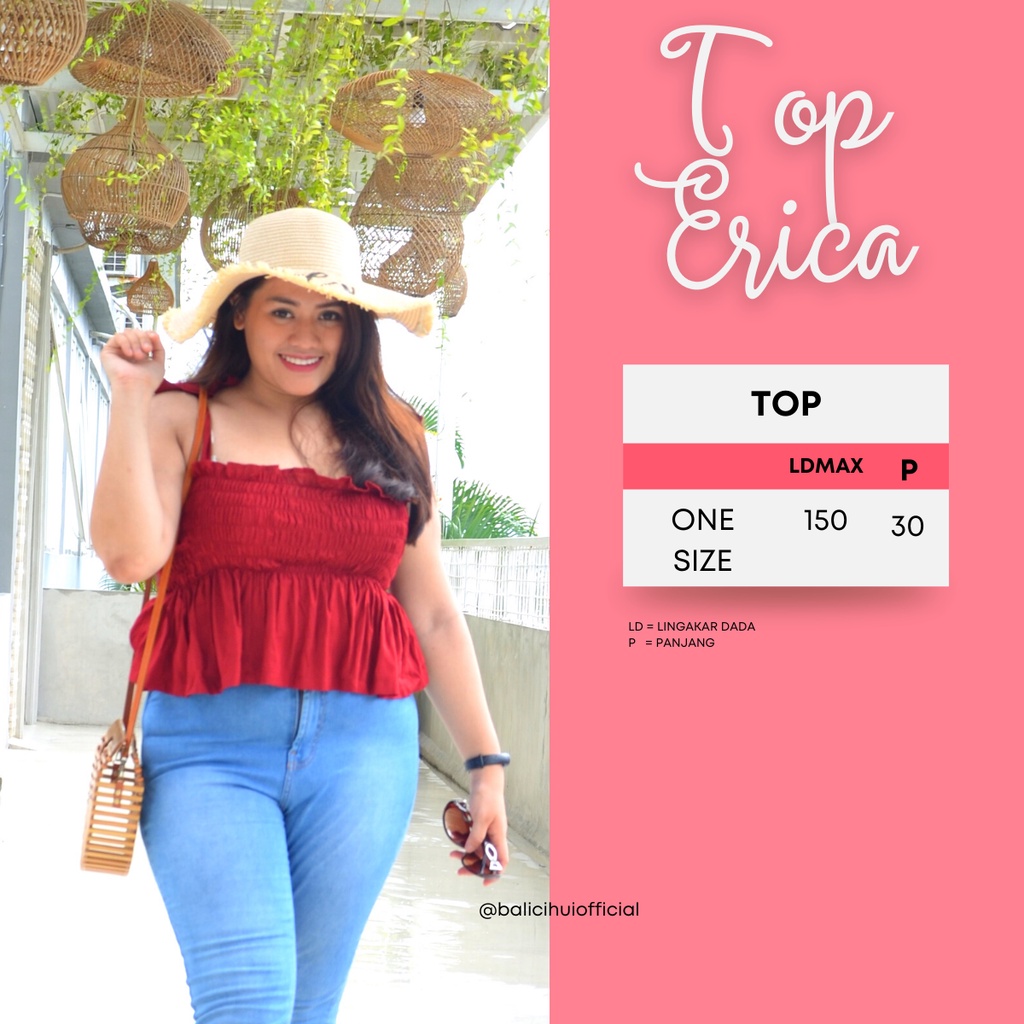 Balicihui Top Erica Atasan Wanita Top Kerut Wanita Atasan Jumbo Big Size Plus Size