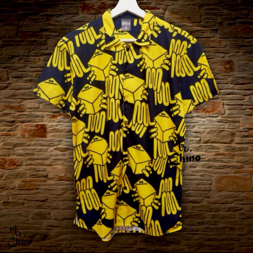 Baju Kemeja Motif Atomic Bond | Kemeja Pria Casual Cowok Kece | Kemeja Distro Kasual Laki Laki Keren