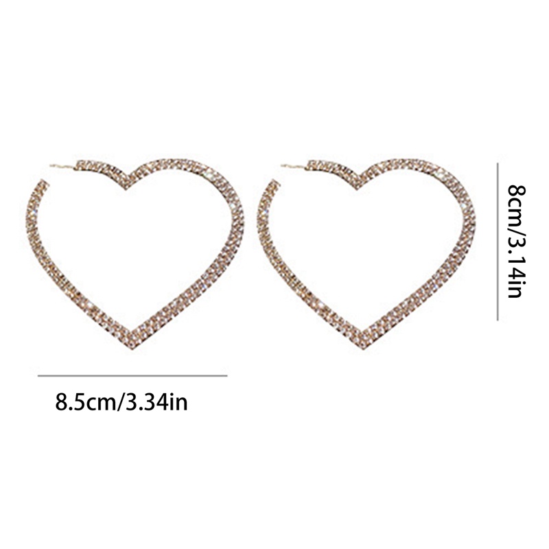 Fancyqube Fancycube Anting Bentuk Hati Aksen Berlian Penuh Gaya Korea