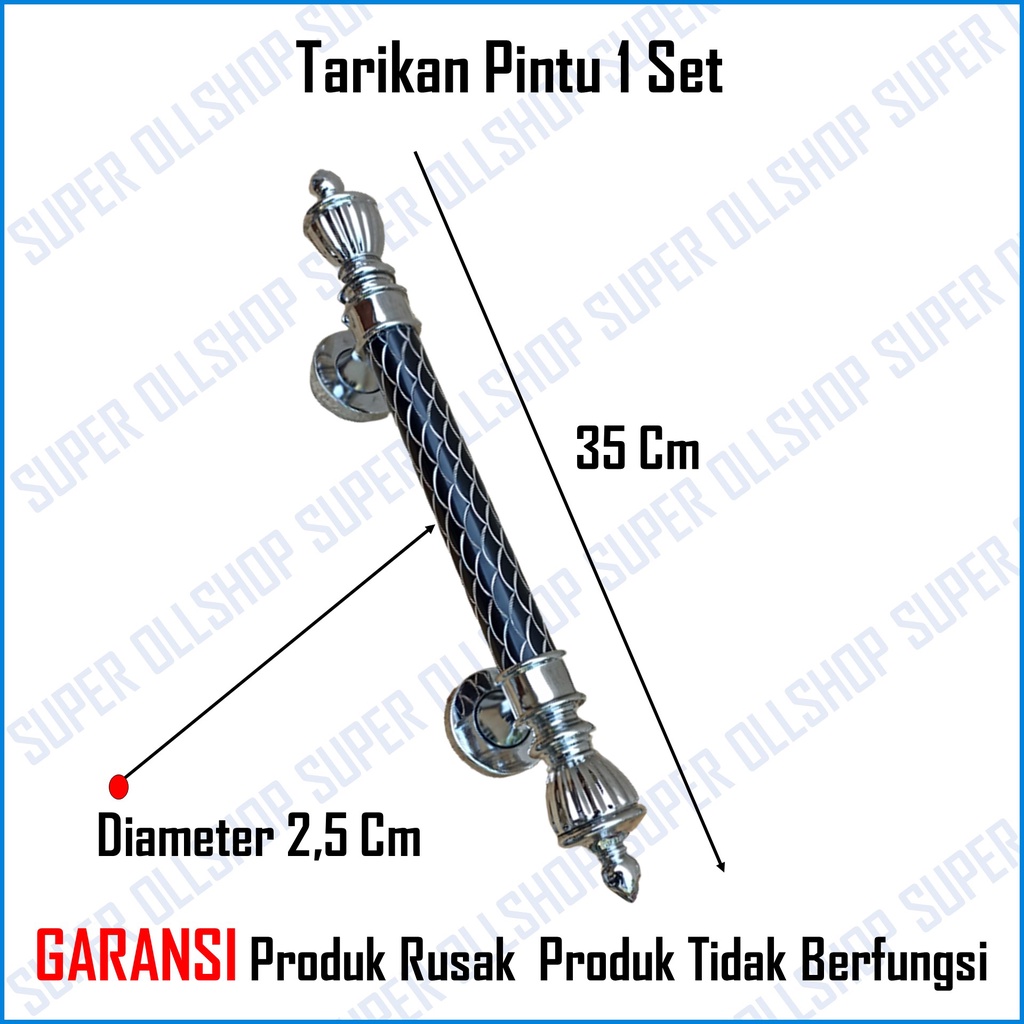 Gagang Pegangan Pintu Rumah Kupu Tarung / Tarikan Pintu Rumah Sisik Naga + Body Pelor / Handle Pintu Rumah Set Kunci Panjang 35 cm