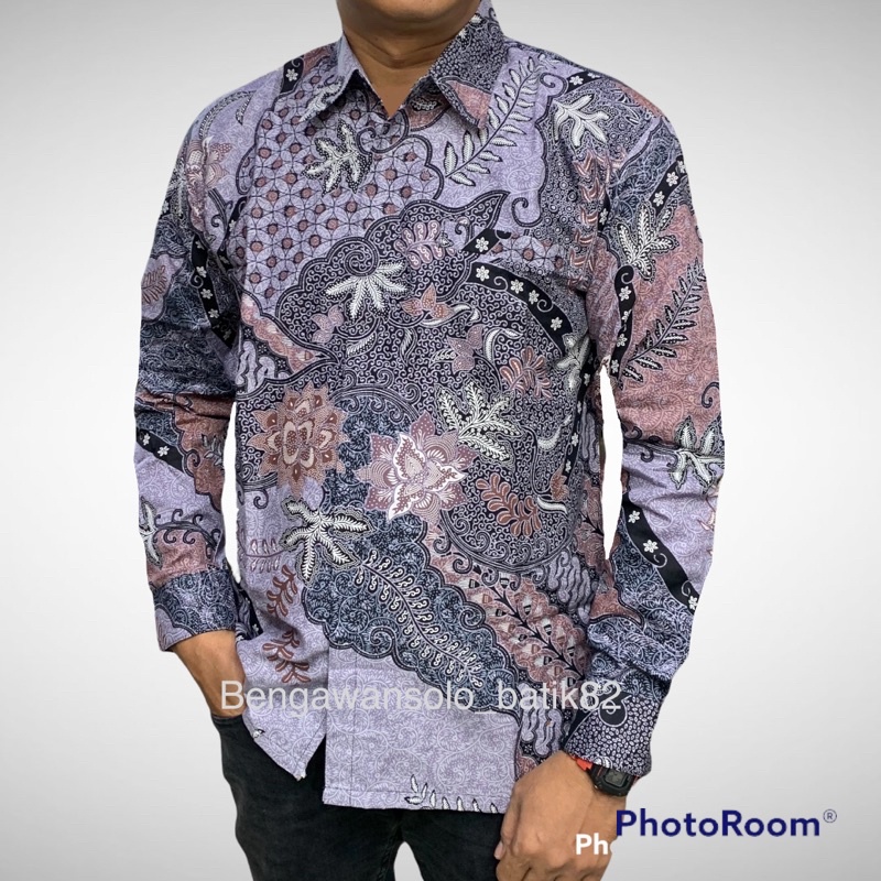 UL baju Batik Pria Lengan Panjang lapisan furing hero,Warna ungu,warna lilac,Batik Premium,Batik Modern,Batik Jumbo,Batik Solo,Batik Kantoran