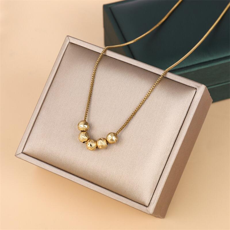 [Bayar Di tempat] Kalung titanium Wanita rantai Italy Liontin Boba Gold Anti Karat DAn Luntur Selamanya