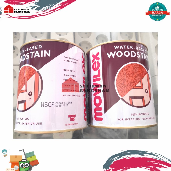 #####] Cat Pelapis Kayu Woodstain Clear Finish Mowilex Gloss Water Based 1ltr