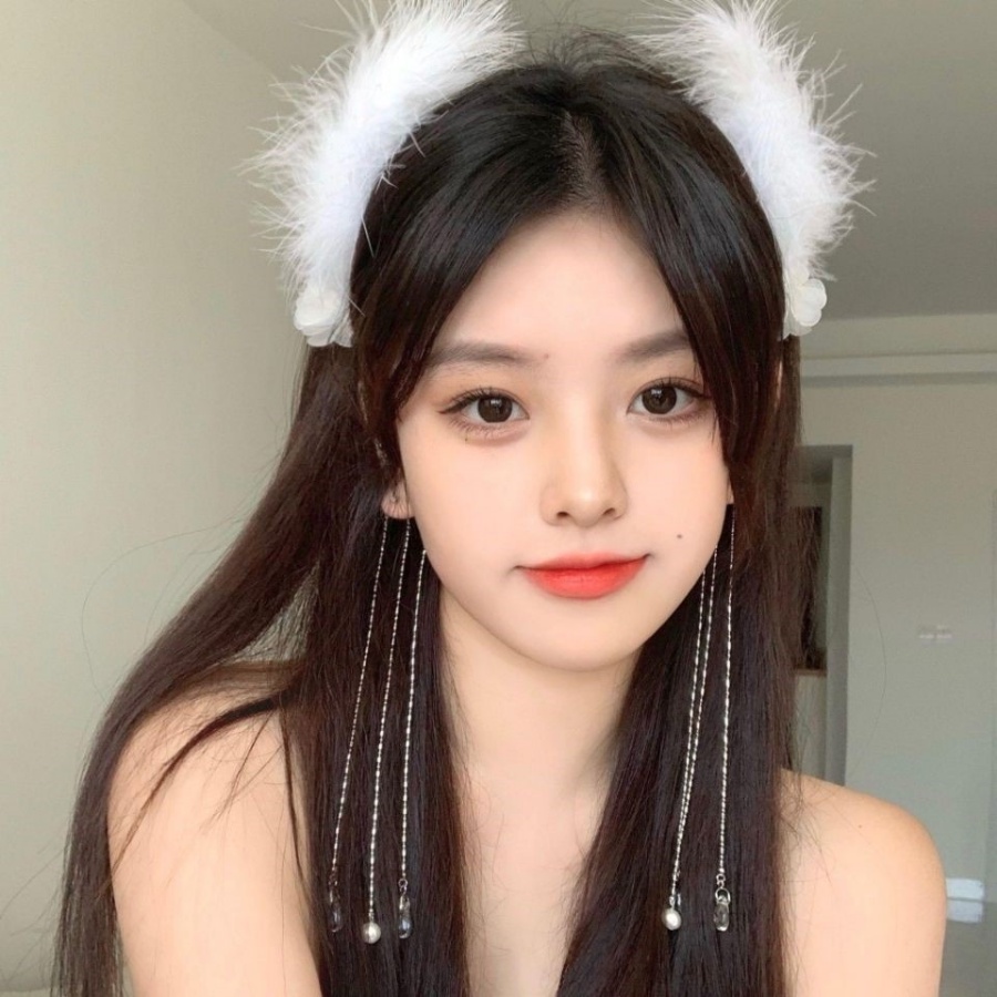 Korea Putih Bulu Rumbai Bando Gadis Manis Logam Ganda Manik Rantai Hair Band Woman Aksesoris Rambut