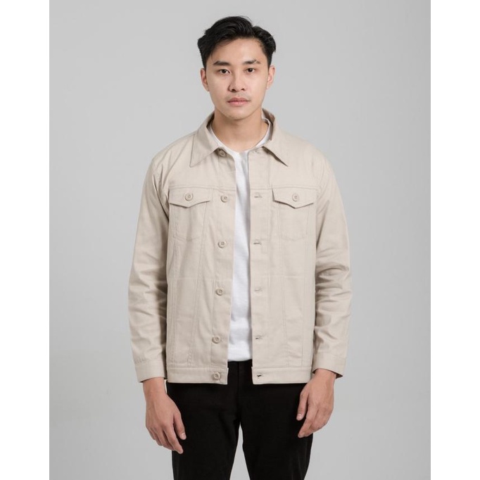 LIVEHAF - Trucker Canvas Jacket Light Cream