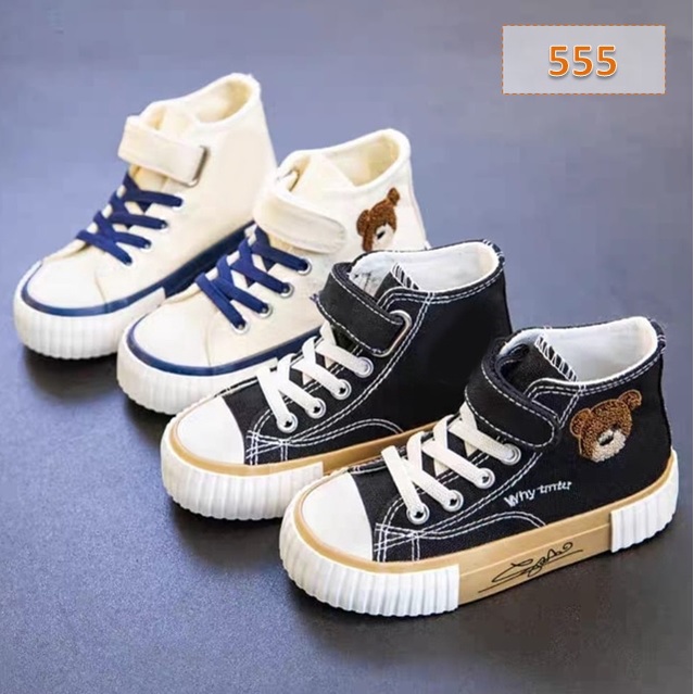Sneakers Anak Whybear Lux Cewek Cowok Hitam Putih (555)