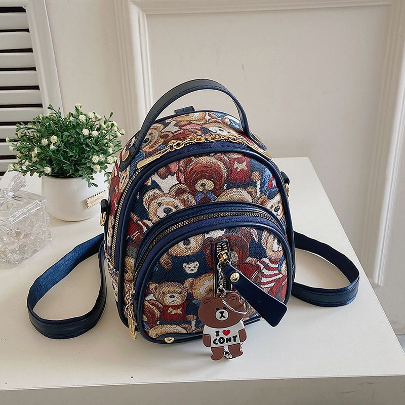 ❉Seraser Cute Bear Pink Ransel Wanita 2022 Baru Fashion Mini Kulit Lembut Tas Ransel Kecil Kasual All-Match Tas Sekolah Kecil