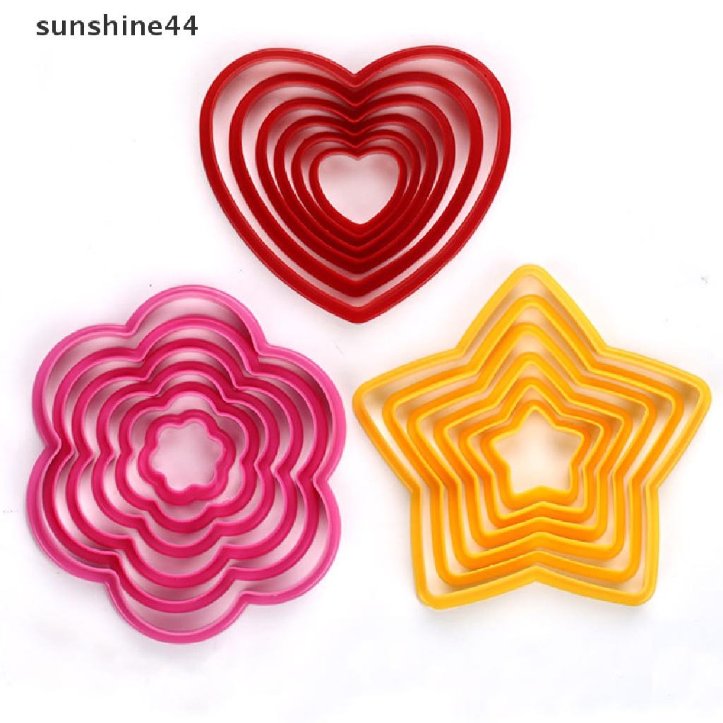 Sunshine 6pcs / set Cetakan Pemotong Kue Bentuk Bintang / Hati / Pohon Natal