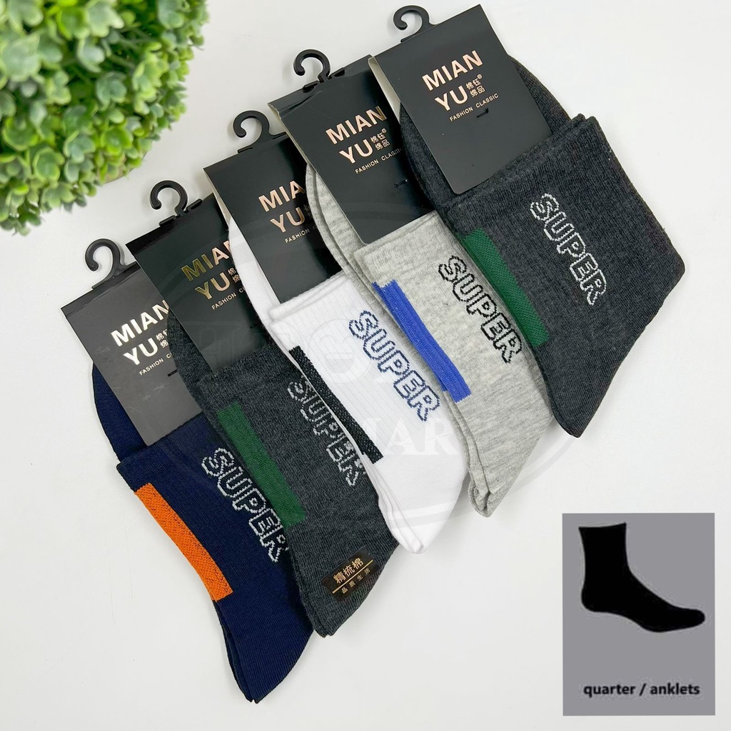 HK Kaus Kaki Olahraga Pria Quarter Motif Premium / Quarter Socks Import