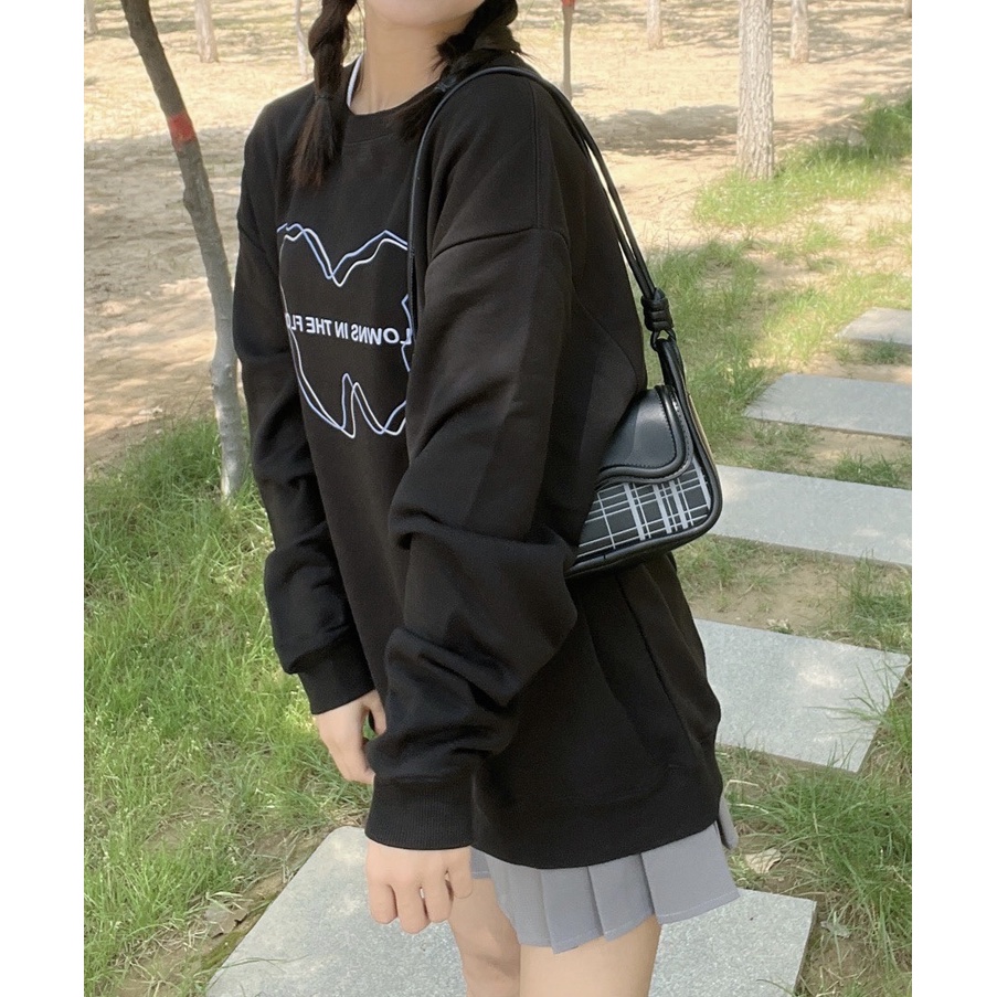 EUNII Sweater Lengan Panjang Lovely Butterfly Korean Style/Hoodie Oversize/Baju Wanita/Switer Wanita